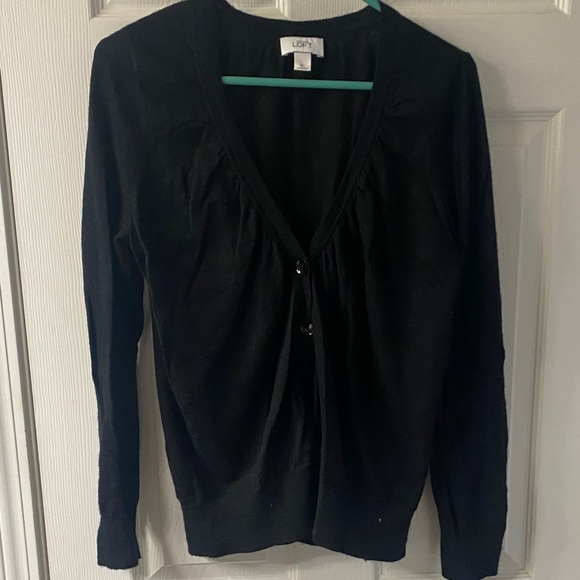 LOFT Elegant Black Button-Up Cardigan - Picture 3 of 3